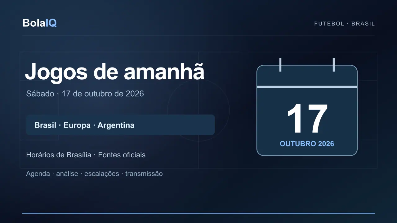 Jogos de amanhã — Sábado · 17 de outubro de 2026