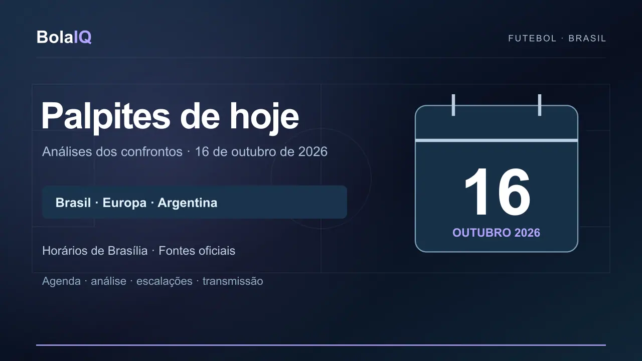 Palpites de hoje — Análises dos confrontos · 16 de outubro de 2026