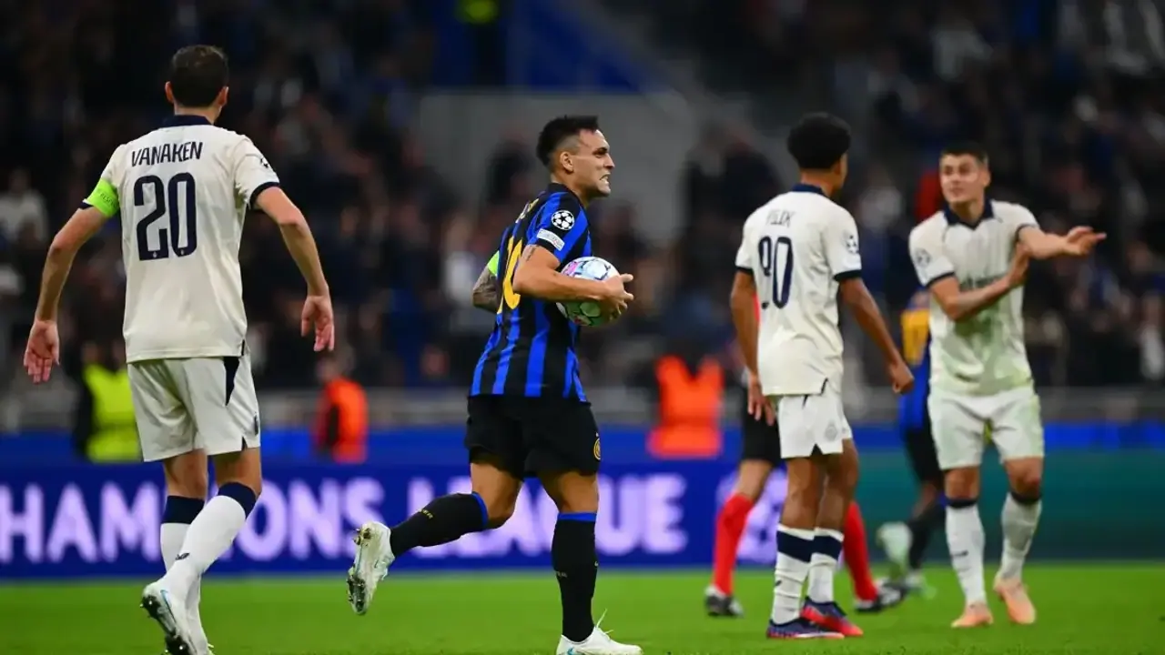 Lance de Inter x Club Brugge em imagem publicada pelo clube italiano.