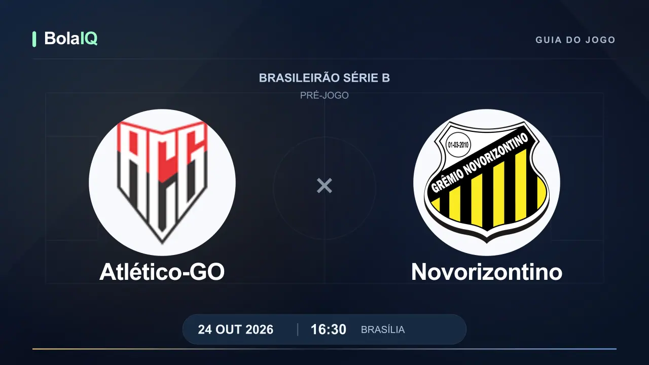Atlético-GO x Novorizontino: emblemas dos clubes, 24/10/2026, 16:30 de Brasília.