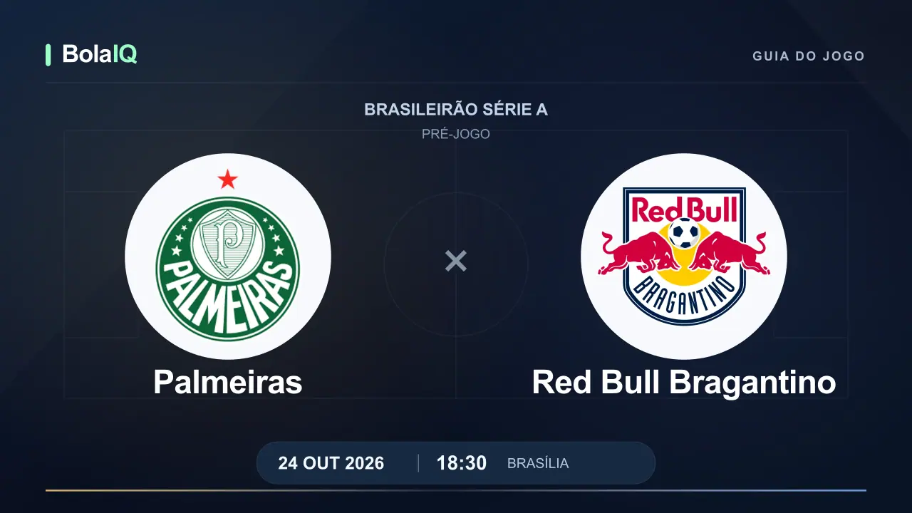 Palmeiras x Red Bull Bragantino: emblemas dos clubes, 24/10/2026, 18:30 de Brasília.