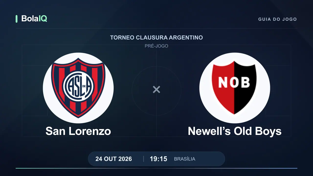 San Lorenzo x Newell’s Old Boys: emblemas dos clubes, 24/10/2026, 19:15 de Brasília.