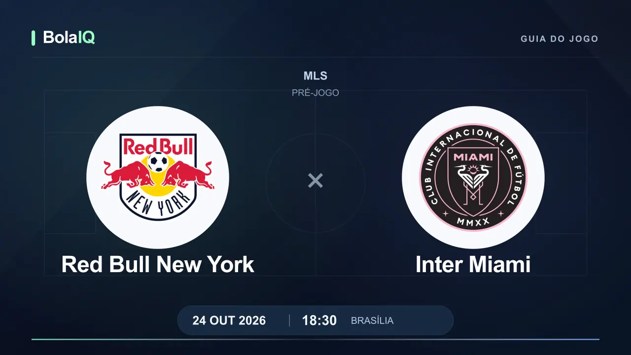 Red Bull New York x Inter Miami: emblemas dos clubes, 24/10/2026, 18:30 de Brasília.