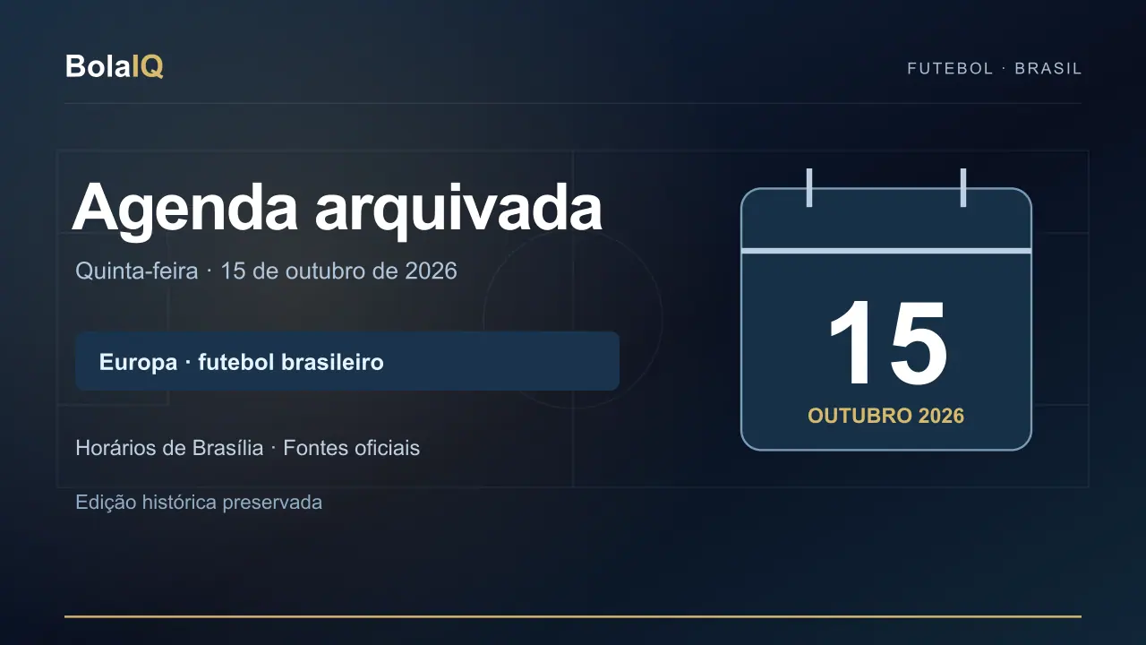 Agenda arquivada — Quinta-feira · 15 de outubro de 2026