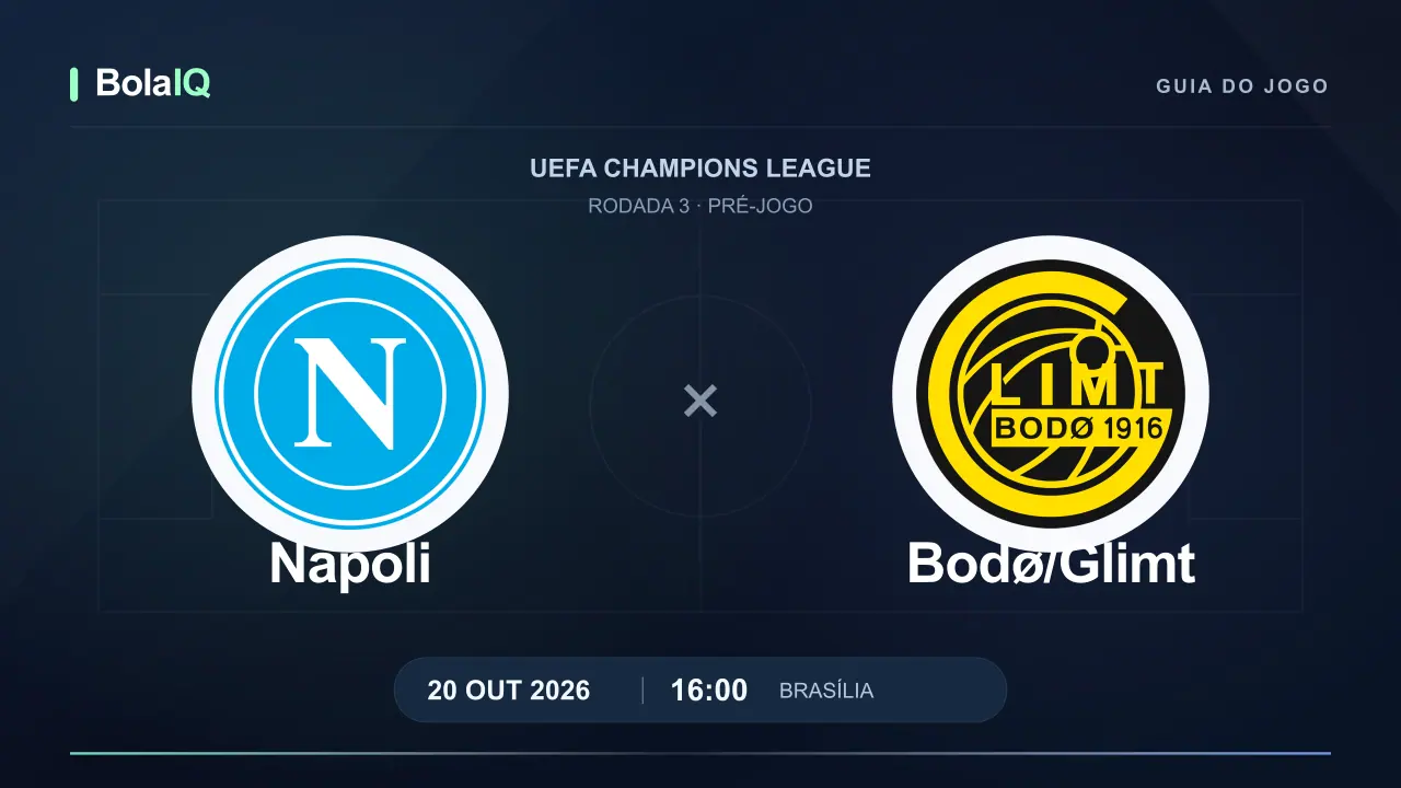 Napoli x Bodø/Glimt: emblemas dos clubes, 20/10/2026, 16:00 de Brasília.