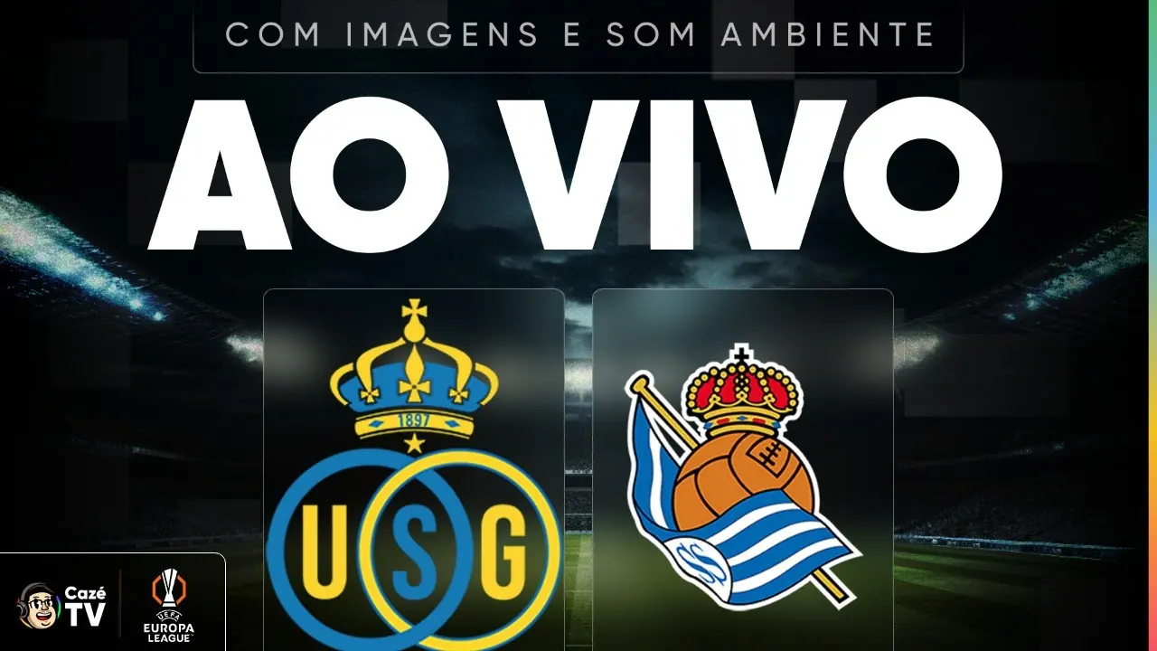 Union Saint-Gilloise x Real Sociedad: arte da transmissão da CazéTV para o jogo de 15 de outubro de 2026.
