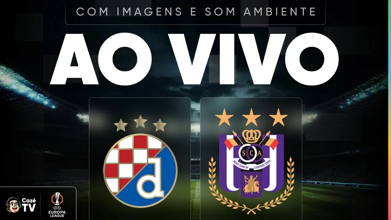 Dinamo Zagreb x Anderlecht: arte da transmissão da CazéTV para o jogo de 15 de outubro de 2026.