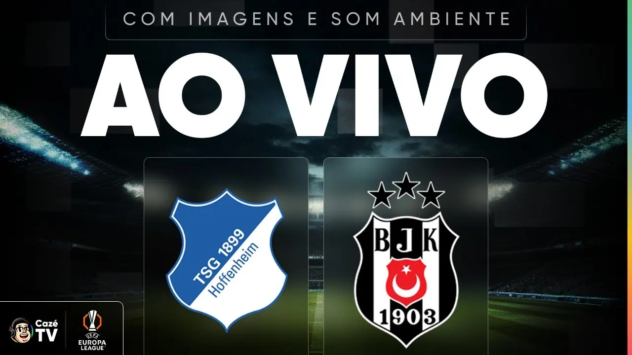 Hoffenheim x Beşiktaş: arte da transmissão da CazéTV para o jogo de 15 de outubro de 2026.