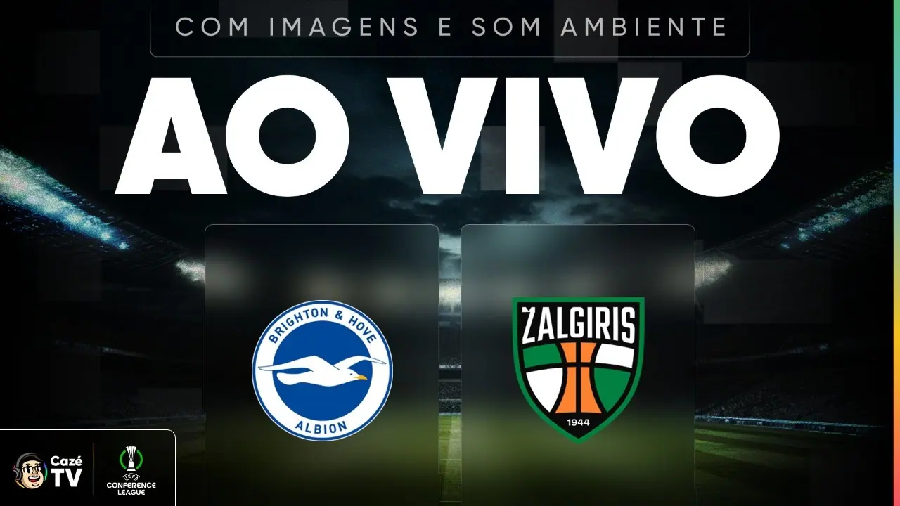 Brighton x Kauno Žalgiris: arte da transmissão da CazéTV para o jogo de 15 de outubro de 2026.