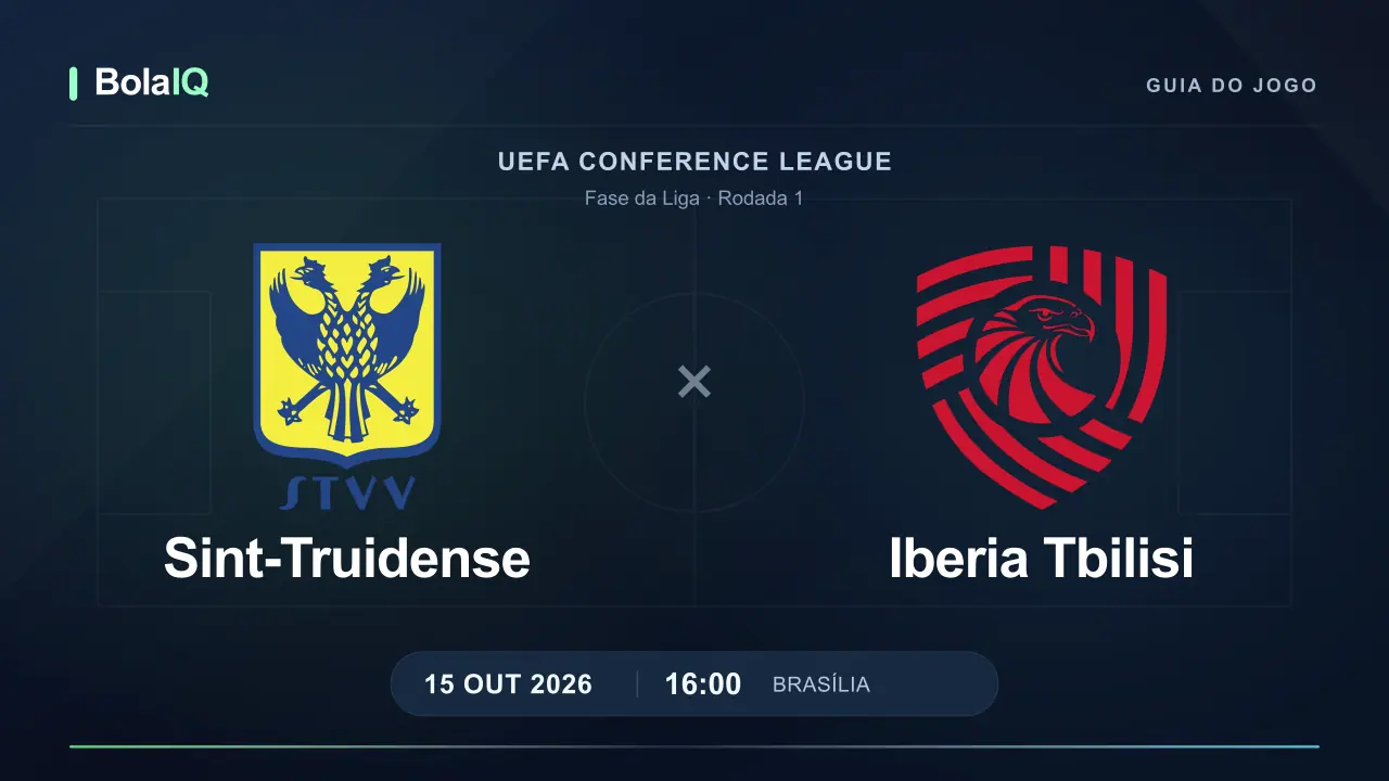 Sint-Truidense x Iberia Tbilisi: emblemas dos clubes e horário 16:00 de Brasília em 15 de outubro de 2026.