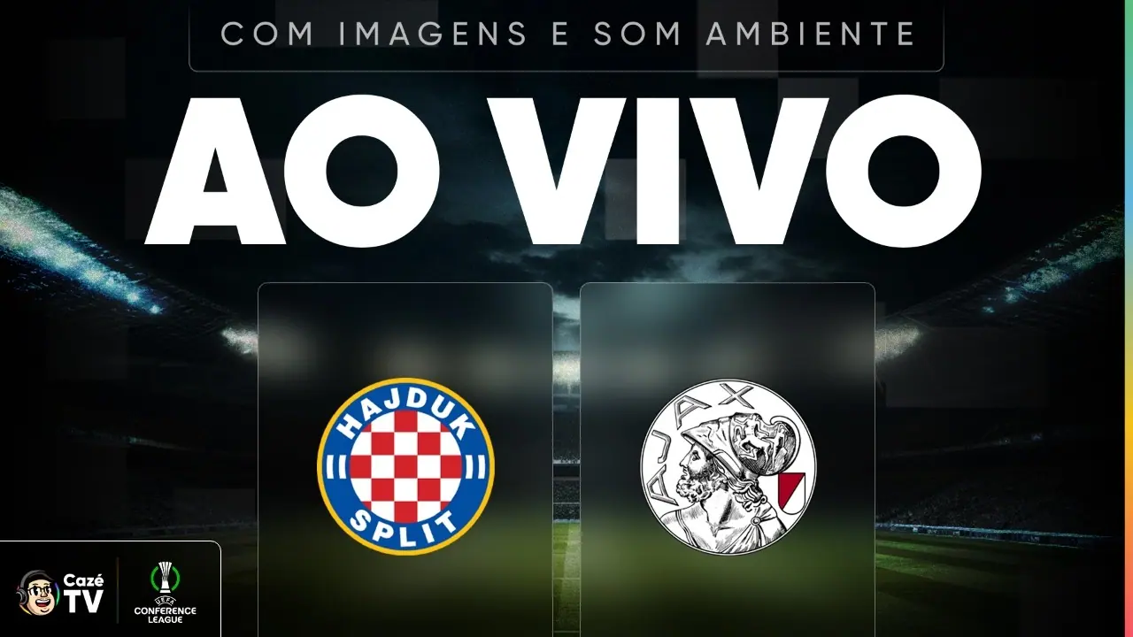Hajduk Split x Ajax: arte da transmissão da CazéTV para o jogo de 15 de outubro de 2026.