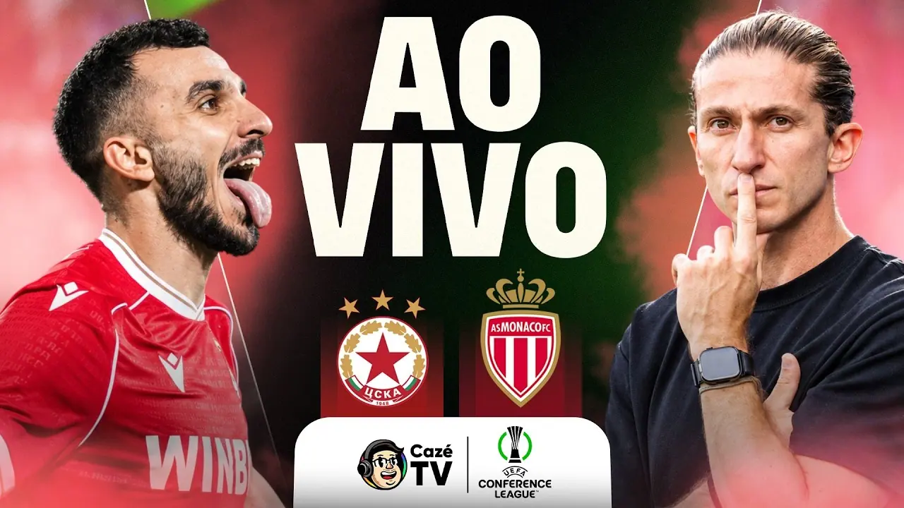 CSKA Sofia x Monaco: arte da transmissão da CazéTV para o jogo de 15 de outubro de 2026.