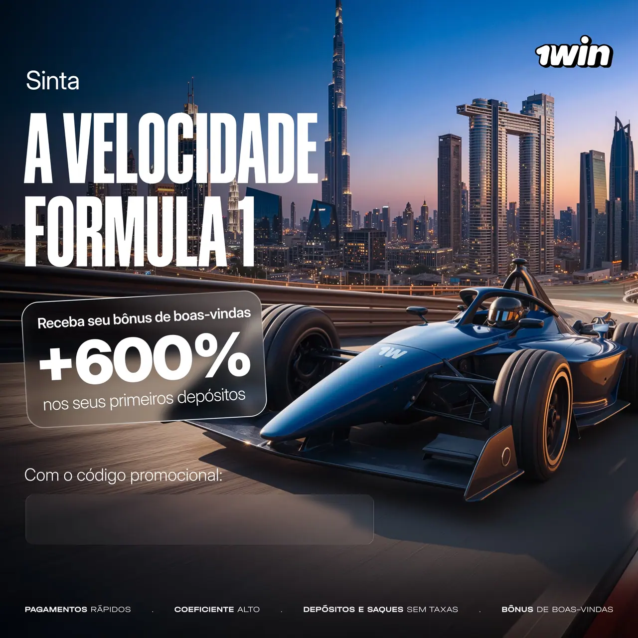 Material promocional da 1win: Betting — Formula 1.