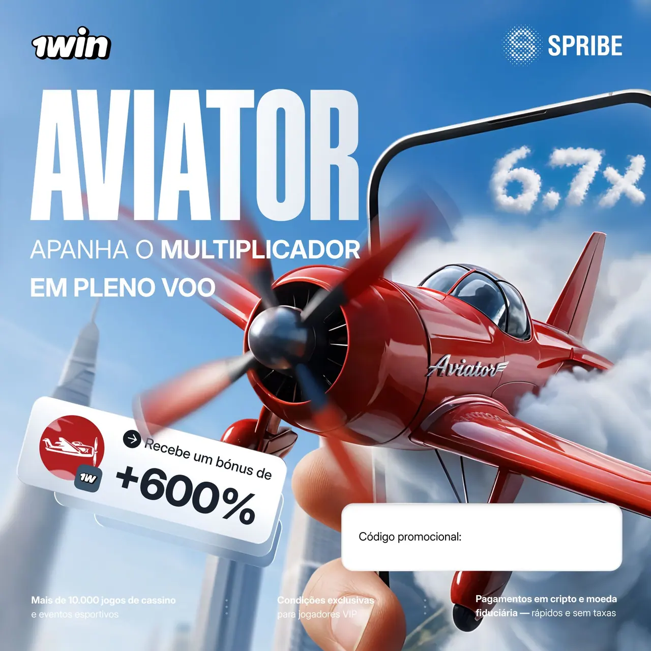 Material promocional da 1win: Game — Aviator.